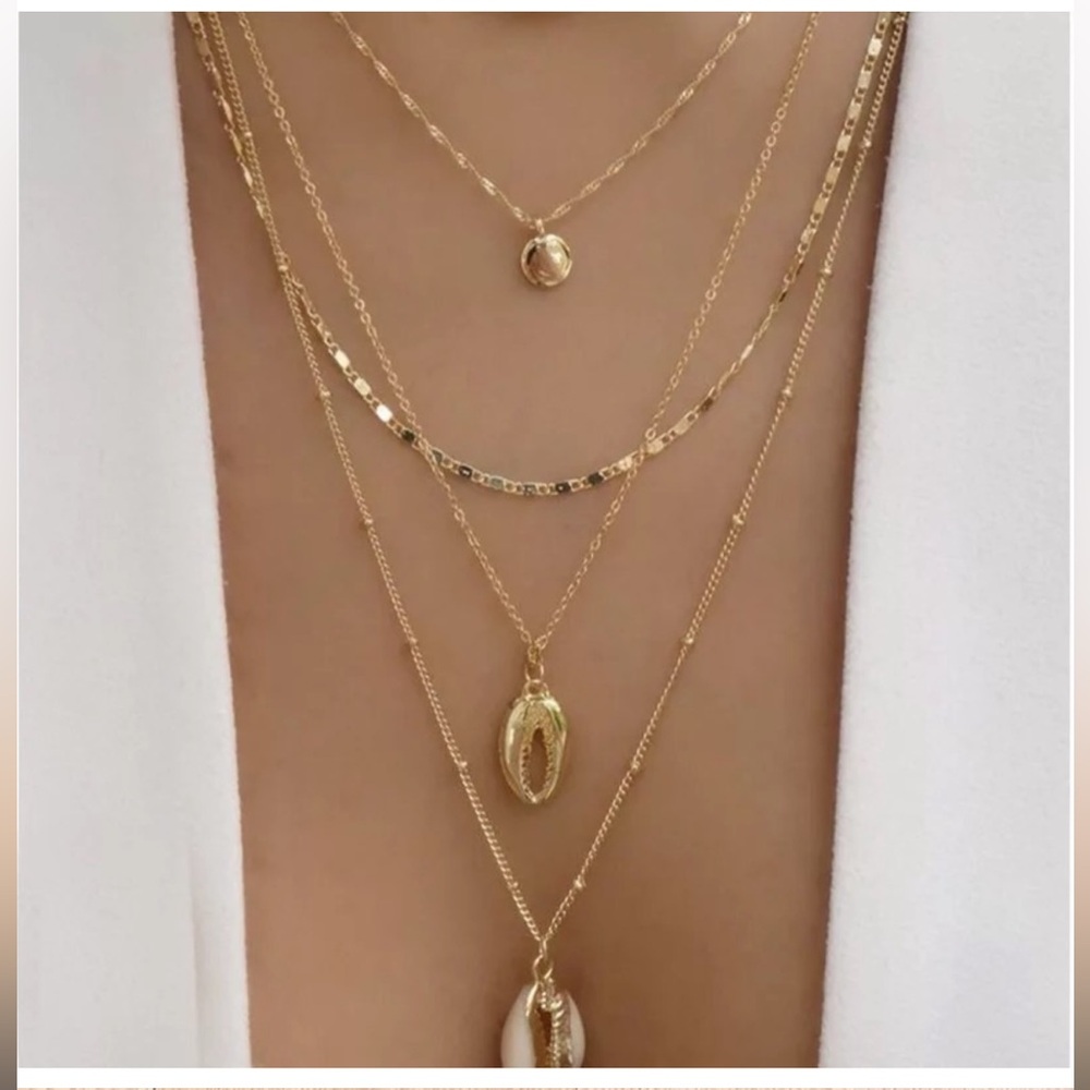 Elegant Gold Layered Necklace Set